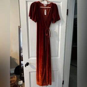 Baltic Born Rust Velvet Wrap Gown